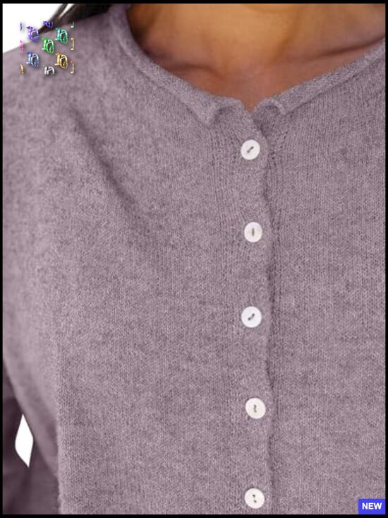 Oversized Button Down Cardigan Sweater Long Sleeve Crew Neck Loose Fit - Picture 6 of 7